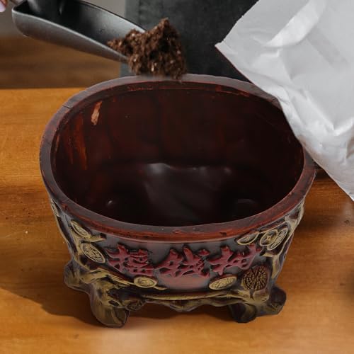 Pot de fleurs pour succulentes en céramique rouge rétro Uonlytech