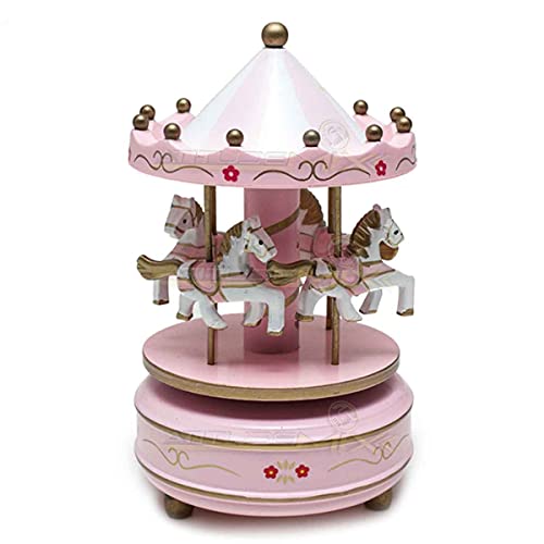Carrossel Musical Caixinha de Música Quarto Bebê Madeira Rosa