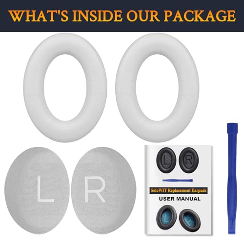 Image of SOULWIT Lambskin Earpads Replacement for Bose QuietComfort 45 (QC45) /QuietComfort SE (QC SE) /New Quiet Comfort Wireless Over-Ear Headphones, Ear Pads Cushions with High Density Foam - Brilliant White