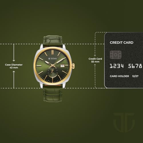Image of Titan Classique Suave 2.0 Analog with Green Dial Green Leather Strap Watch for Men - 90189BL01