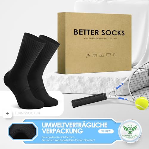 TUUHAW 6/12 Paia Calzini Uomo e Donna Sportivi Lunghe Cotone Sport Calzettoni con Buona Elasticità Alti Socks Calze Traspiranti
