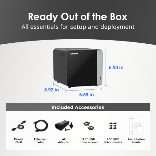 Image of QNAP TS-462A-4G 4-Bay Desktop NAS | Intel Celeron N5095 Quad-Core (up to 2.9 GHz), 2.5GbE, Dual M.2 SSD Slots, QTS