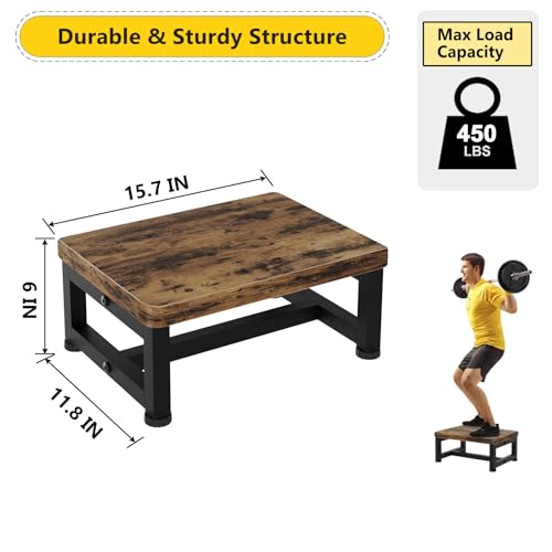 image for STAFOPO Step Stools for Adults Kids, Sturdy Wooden Stepping Stools wit