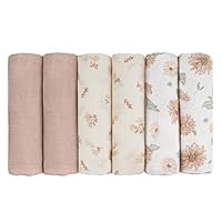 GLLQUEN BABY Musselintücher für Babys, 70 cm x 70 cm, 6er-Pack Spucktücher aus Baumwolle, saugfähig und atmungsaktiv und ideal zum Reinigen, Abwischen und Abdecken von Neugeborenen(Sonnenblume)