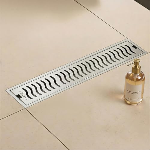 Image of EVANEX Shower Drain Channel | 12x4 inch Linear Bathroom Drainer | Waste Water Floor Drain Channel | 304 Stainless Steel Bathroom Drainer with Anti Cockroach Trap | Bathroom Jali