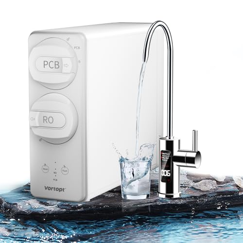 Vortopt Reverse Osmosis System-600 GPD Under Sink RO Water Filter - 7 Stage Tankless Water Purifier for Drinking,3:1 Pure to Drain,0.0001μm Filtration Reduces PFAS,Smart Faucet Display,DR3