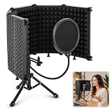 Microphone Isolation Shield with Tripod Stand & Pop Filter for Studio