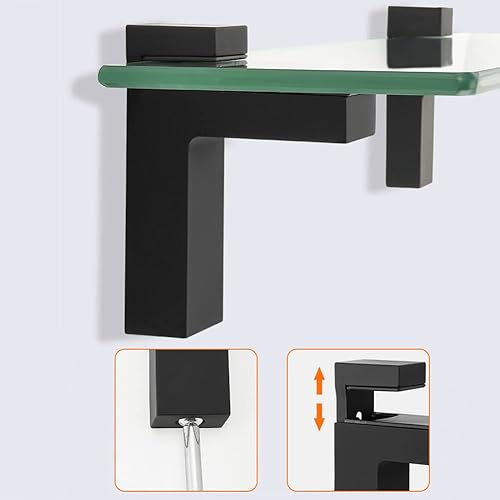 Miniatura 5 de Soportes de estante de vidrio, 2 soportes de estante flotantes de madera ajustables, soportes de montaje, soportes de pared para estantes de vidrio,