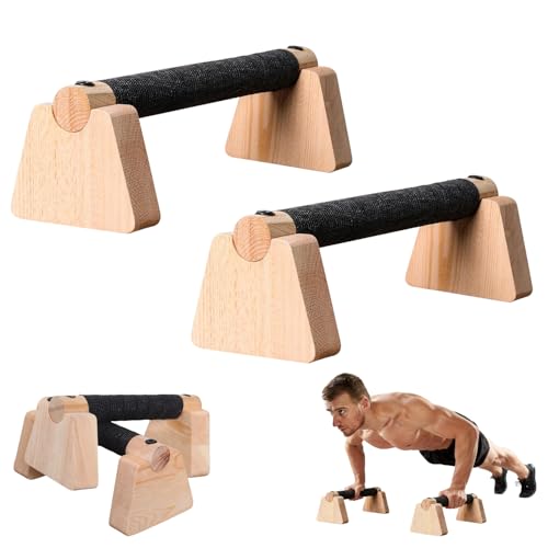 Wooden Parallettes Bars & Push Up Bars Premium Handstand Training Push Up Handles Non-Slip Calisthenics Equipment for Men & Women Perfect Home Gym Fitness Tool for Strength & Balance