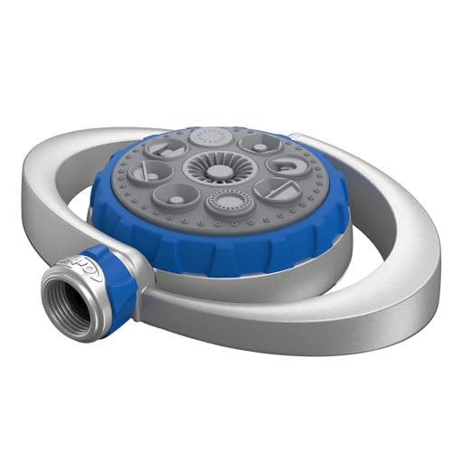 Orbit Metal 8-Pattern Turret Sprinkler – Adjustable Spray, Weighted Base, Covers Up to 35 ft (28252)