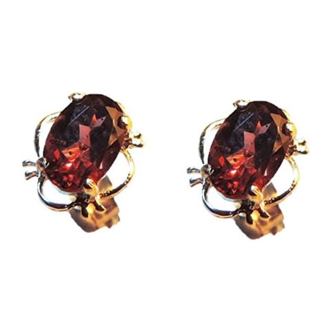 9ct Yellow Gold Real Garnet Oval Stud Earrings - January Birthstone - Gift Boxed - Ready to go Cover