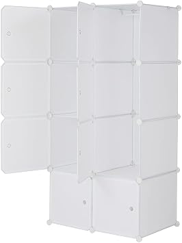 Cube Storage, 8-Cube Organizer Stackable Plastic Cube Storage Shelves Design Multifunctional Modular Closet Cabinet with Hanging Rod DIY Stackable Bookshelf, Modular shelving Units Ideal for Home