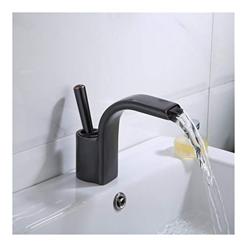 Kran kuchenny Gold Basin Bateria Wodospad Łazienka Kran Łazienka Pojedyncza Umywalka Mikser Tap Bath Antyczne Kran Mosiądz Sink Water Crane Silver Tap (Color : ORB)
