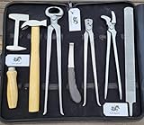 Lift Sports Heavy Duty Professional Horse Cattle Care Farrier Tool Kit Hoof Clincher Nipper RASP Hammer Knife Buffer Stainless Steel