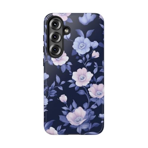 Coque Samsung S25 Plus motif floral bleu et rose protection brillante élégante