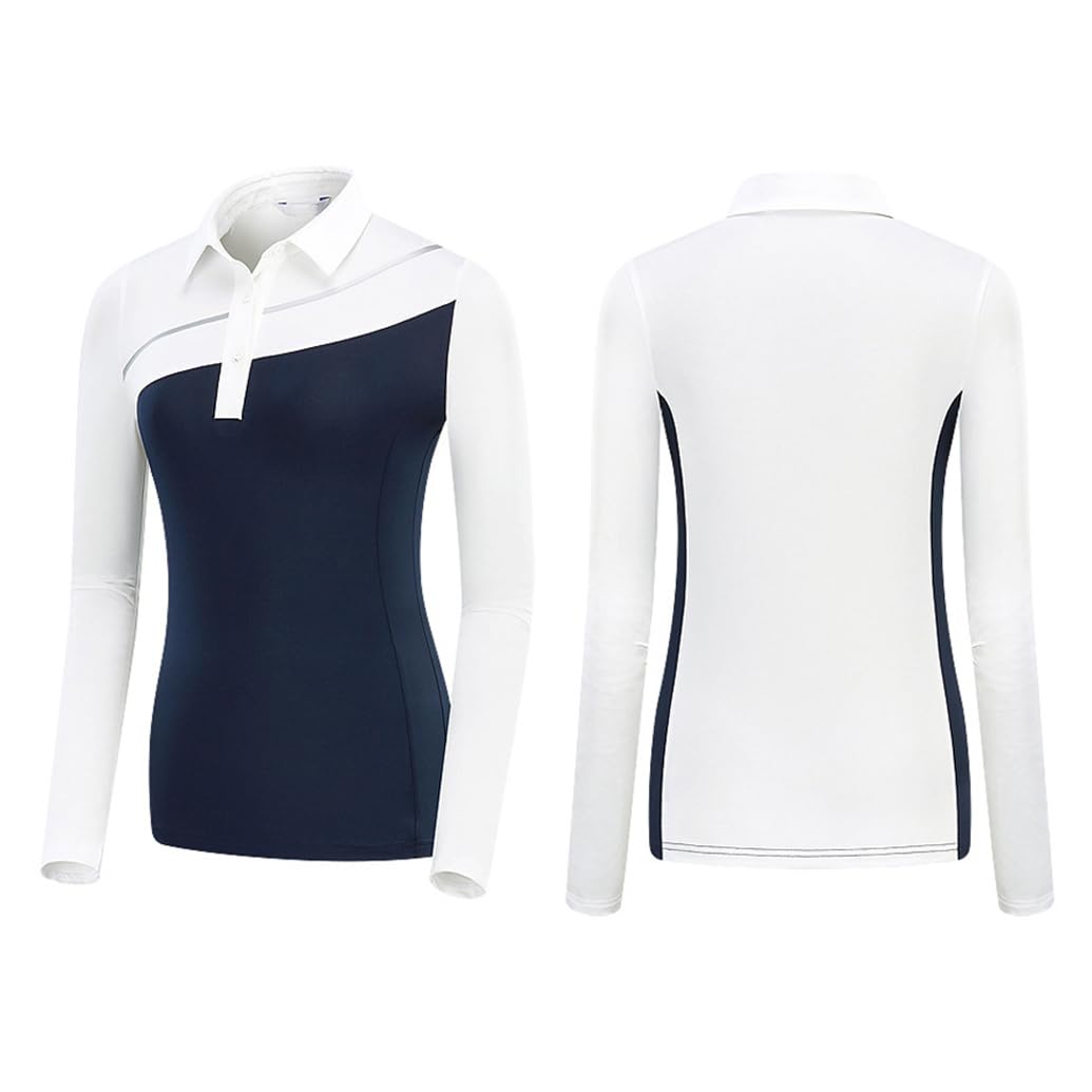 Polo De Golf À Manches Longues pour Femmes T-Shirt Extensible Et Respirant Haut De Tennis en Plein Air