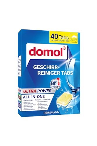 Ultra Power All-in-One Geschirr-Reiniger Tabs - Tiefenreiniger - Enthält Klarspüler und Spezialsalz - Mit wasserlöslicher Folie - 40 Tabs