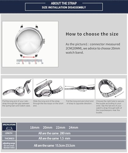 Image of BINLUN Premium Ballistic Nylon Watch Strap, Heavy Duty 5-Ring Replacement Watch Band with Stainless Steel Buckle, Comfortable Sport Band for Men Women, Fits 18-24mm