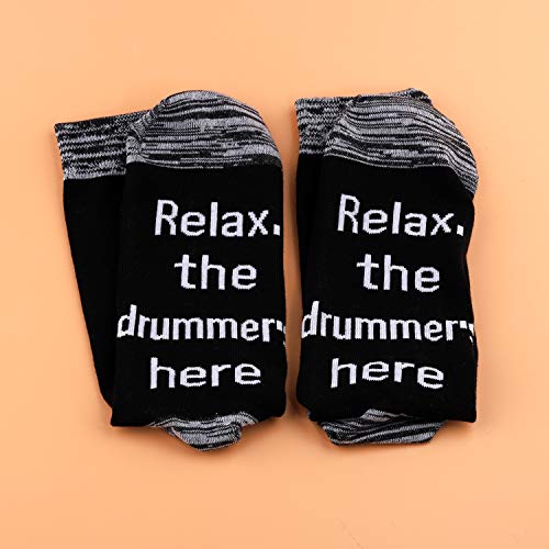 LEVLO Inspirational Drummer Gift Men Socks Relax the Drummer's Here Socks for Drum Lover Musician Festivals Gifts3