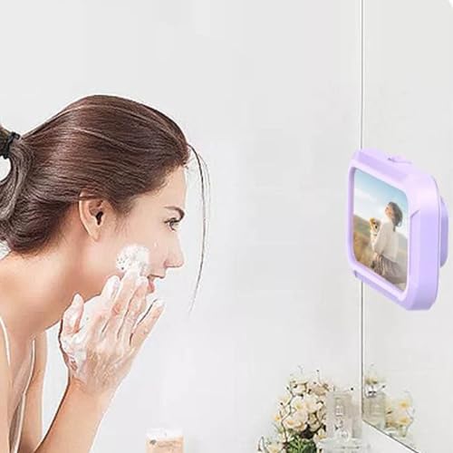 Soporte para teléfono para espejo de baño impermeable y regulable de pared 3