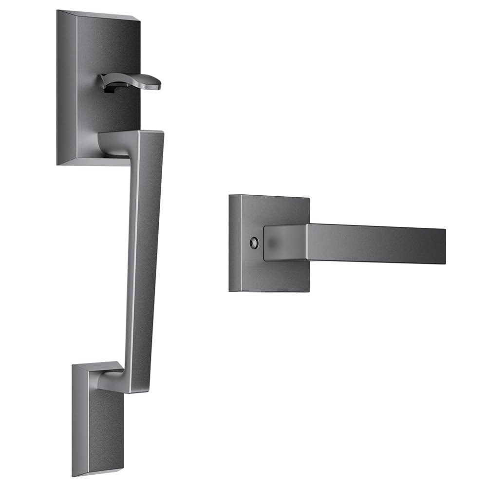 TCL D2 Smart Lock Front Door Handle Set, Exterior Handleset with Interior Reversible Lever, Non-Locking, Fits Standard Doors (Dark Grey)