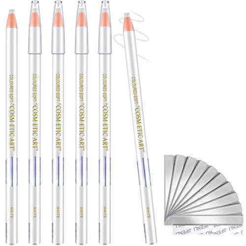 6 Pieces Eyebrow Pencil Eye Liner Pen Eyeliner Pencil Smooth Peel-off Pencil Draw Eyebrow Long Lasting Waterproof Marker Liner with 10 Pieces Eyebrow Trimming Blade Beauty Makeup Tool