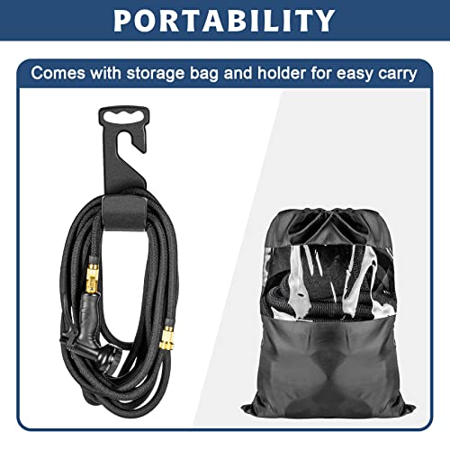 Expandable Garden Hose 100 ft, Water Hose with 10 Function Nozzle and Durable 4 Layers Latex, Lightweight Expandable Hose for Garden Watering, No-Kink Flexible Hose for Car Washing (100FT, Black)