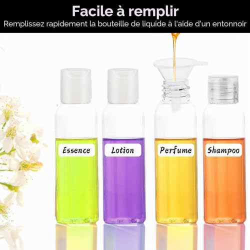 Sheryl&Rain 10 Pièces Flacon Voyage, 80ml Flacon Vide Voyage, Contenant Voyages Kit Avion Cabine Contenant Avion Cabine pour Après-Shampooing Lotion Gel Douche – vue 5