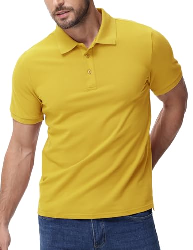 Image of MIER Men's Cotton Pique Polo Shirts, Short Sleeve Golf Work Casual Tops