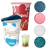 Yoghurt Pot Lids ONLY Fit 9.5cm Diameter Pots Reusable Silicone Large Tops, for 9.5cm Yogurt, Cream Pots (Multicolor, 4)