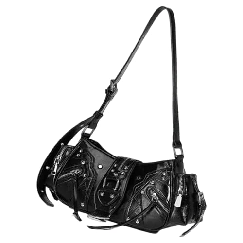 Sac en cuir PU de haute qualité avec rivets d'inspiration vintage et finitions maroquinerie