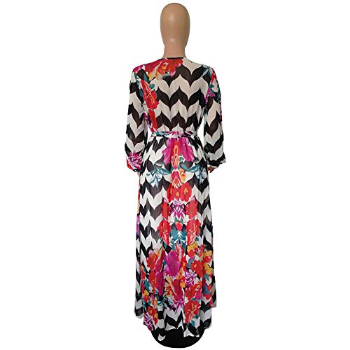 Image of Nuofengkudu Womens Chiffon Deep V-Neck Maxi Dress Summer Boho Dresses(S-5XL)