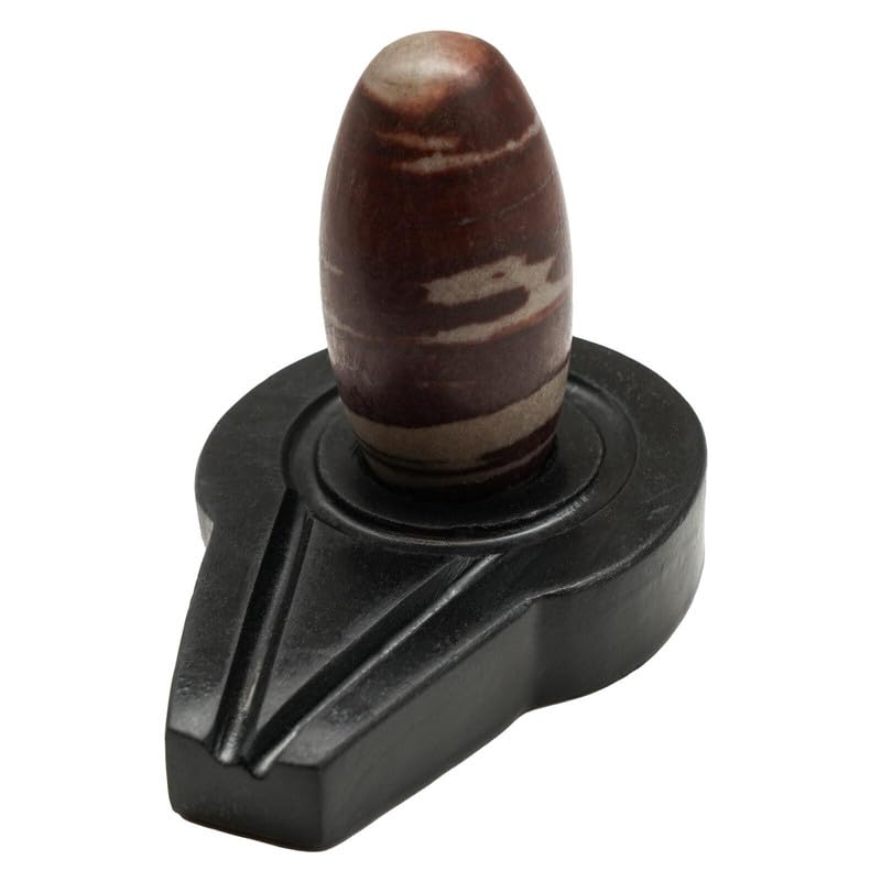 PANDIT NM SHRIMALI Narmadeshwar Shivling with Jaldhari Stand for Shiv Pooja Energized Natural Narmada Stone with Jaldhara (Jaldhari: 3 inch, Narmadeshwara: 2 inch, Multicolour)