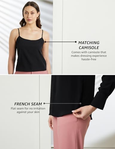 Image of Symbol Premium Women's Polyester Soft Formal Shirt (Button Down | Regular Fit | Desk-to-Dinner) (Available in Plus Sizes)