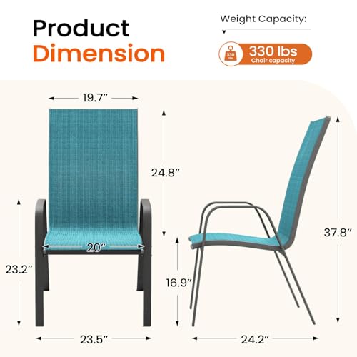 Image of JEAREY Patio Dining Chairs Set of 4, Outdoor Stackable Dining Furniture Set, All Weather Dining Set for Lawn, Garden, Backyard, Poolside, Peacock Blue