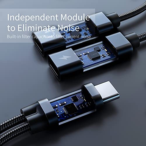 Xumee Usb C Splitter, Dual Usb C Headphones And Charger Adapter, 2-In-1 Hi-Res Audio And Fast Charging Dongle Cable Compatible With Galaxy S23 S22 S21 Ultra 5G S20 S20+ Plus Note 20 (Black) #TOP2
