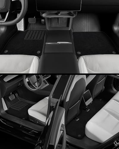 Image of 3W Tesla Model 3 Highland 2024 2025 2026 Floor Mats, Full Set with Carpets | Metal Pedal, Cargo Liner, TPE All Weather, Custom Fit Rear Trunk Mat, Model 3 Accessories, Black, Over 10 Years Lifespan