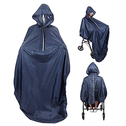 Topincn Wheelchair Rain Poncho, Hooded Waterproof Wheelchair Poncho, Soft Water & Tear Resistant Rain Protection Cape Over Knee Coverage Wheelchair Rain Coat Cover Raincoat One Size For Men & Women #TOP5