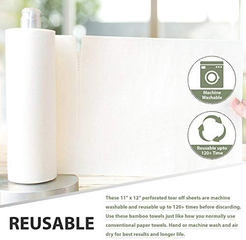 TANNESS 2 x Bamboo Kitchen Rolls | Washable Kitchen Towels Made Out of Bamboo fibers | Softer & More Absorbent Than Regular Paper