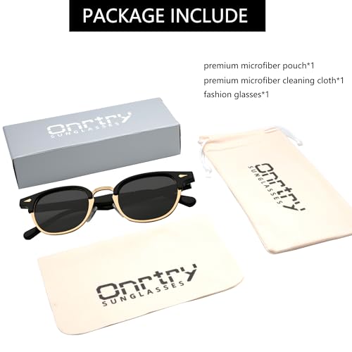 Image of Onrtry Classic Polarized Sunglasses for Men Women Semi-Rimless Frame Sun Glasses Fashion Retro Designer Shades
