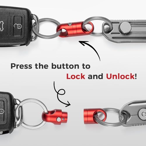 Image of FEGVE Strong Magnet Quick Release Keychain Connector | Anti-fall,Double-Pin Lock Mechanism,360 Rotatable,One-handed Operation