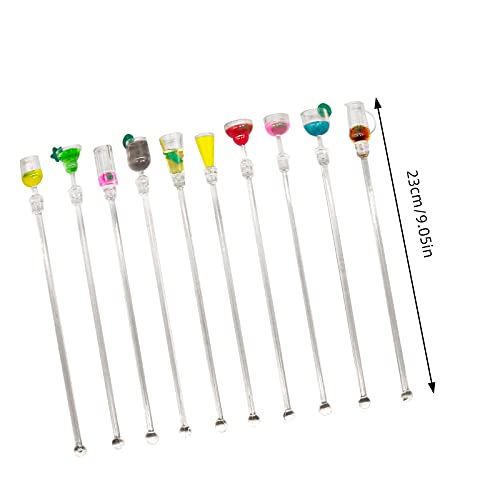 10 STKS Cocktail Roerders Swizzle Sticks Acryl Drink Roerders Herbruikbare Kleurrijke Swizzle Sticks met Wijn Glas… - Afbeelding 3