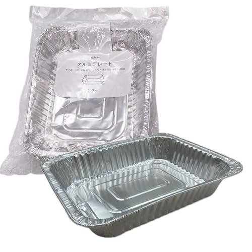 トーシン(Toshin) 使い捨て アルミプレート 角 深型 ガス火・オーブン対応 2枚 32×27×深さ6cm 3L | アルミ箔容器 銀皿 鍋 使い捨て 食品用 業務用 キャンプ アウトドア イベント 災害 防災