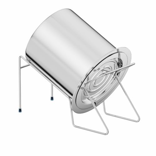 Image of LAPO Stainless Steel Rice Pot Drainer Stand for Kitchen, Hands-Free Drain Stand for Cooked Rice, Noodles, Beans, Fruits & Vegetables, Strong Tabletop Kitchen Strainer Rack-Chrome