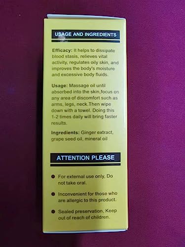 Ginger Massage Oil,100% Pure Natural Lymphatic Drainage Ginger Oil,Spa Massage Oils,Repelling Cold Promote Blood Circulation Relieve Muscle Soreness And Relaxing Active Oil 30Ml 4 Pcs #TOP5