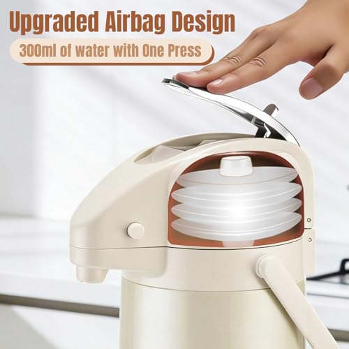 Image of Upgraded Airpot Coffee Carafe with Double Pump - 84oz /2.5L Coffee Carafe for Keeping Hot, Beverage Dispenser for Hot /Cold Beverage (1, White)