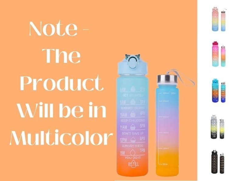 Image of EKAN 2 in 1 Motivational Water Bottles Set 600 ml, 200 ml Large Capacity Sipper Bottles for School kids Use Leak-proof BPA-Free Water Bottles (Water Bottle 2pcs)