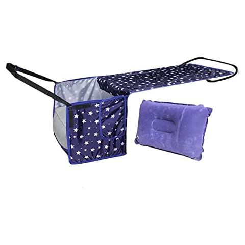 Footrest Hammock Foldaway Multipurpose Travel Bed Seat Cover Travel Foot Rest High Strength, for Trains Airplane, Flights Bus High Speed Rail , Blue D Cover
