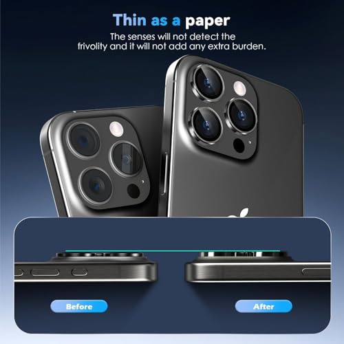 Image of PACK OF 2 Camera Lens Protector For IPHONE 16 PRO / 15 PRO / 16 PRO MAX / 15 PRO MAX ( BLACK ) UHD 9H Glass, Anti Drop, Scratch Resistant, Case Friendly, Removable, Waterproof, Heavy Duty Camera Protector.