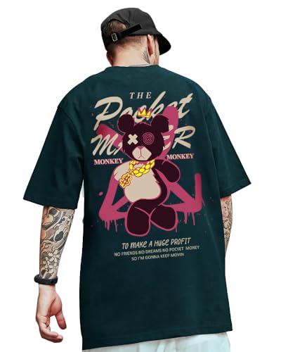 Image of Noble Monk Men's Round Neck Half Sleeve Oversized Printed Tshirt
